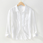 Kevadsuvised meeste &uuml;likonnad ja bleiser igap&auml;evased vabaaja jakid puuvillane linane triibuline avar mantel noorte retrostiilis meeste riided XXXXL valge