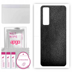 apgo Protective Skin Sticker for the back compatible with Huawei nova 7 Pro 5G, Wrap Film, Foil, Vinyl - Pattern Black Leather