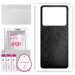 apgo Protective Skin Sticker for the back compatible with HTC U23, Wrap Film, Foil, Vinyl - Pattern Black Leather