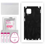 apgo Protective Skin Sticker for the back+sides compatible with Samsung Galaxy F12, Full Wrap Film, Foil, Vinyl - Pattern Black Camo