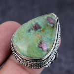 Natural Ruby Fuchsite Gemstone Handmade 925 Sterling Silver Ring Size 6 p4n38