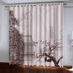 Hiina stiilis tindiga maalimise seeria maastik Luksuslikud p&auml;ikesevarjukardinad 2 elutoa osa Magamistoa kodukaunistus konksu augustamine 100W130H(CM)40x51in&Hook