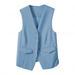 Naiste &uuml;likond, vest, &uuml;herealine V-kaelus, varrukateta dekoratiivtaskud kardigan &uuml;hev&auml;rviline pidulik &auml;ri 2XL sinine