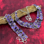 T&ouml;&ouml;tlemata amet&uuml;stist v&auml;&auml;riskivi, 925 tahke h&otilde;be, k&auml;sitsi valmistatud kaelakee ja k&auml;ev&otilde;ru ehete komplekt, kaunid uue disaineri v&auml;&auml;riskivide ehted talle Adjustable With 8"-18" lilla