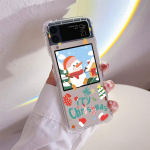 J&otilde;ulud uusaasta kingitused Elk Snow Coque Samsung Galaxy Z Flip 4 Z Flip 3 5G ZFlip4 ZFlip3 Flip4 Flip3 l&auml;bipaistev TPU &uuml;mbris Samsung Z Flip 3 5G