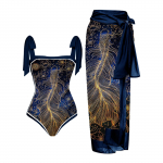Naiste ujumistrikoo suures suuruses bikiinid Vintage Colorblock Abstract lillemustriga monokini bikiinide ujumistrikoo kaheosaline tankiinikomplekt XXXL