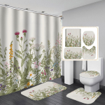 4 tk Flower Series du&scaron;ikardinate komplektid vannitoa jaoks libisemiskindlad vannitoavaibad kaas WC kate vannimatt 4Pcs