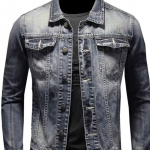 Cozy Up teksajakk meestele Slim Fit rebenenud teksajakk 4XL hall