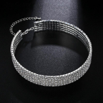 Stiilne mitmekihiline t&auml;isteemantkraega kaelakee Luksuslik v&auml;lklambiga teemant rangluu kett pruudi aksessuaarid h&otilde;be