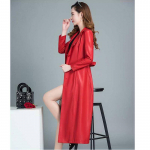 S&uuml;gis-talvine keskmise pikkusega nahkmantel Korea stiilis slim-fit moekas slim-mantel naiste nahast tuulejakk M