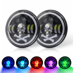 7-tollised Skull RGB LED-esituled Halo Angel Eyes DRL Skull Devil Eye Ghost &uuml;mmargune esituli Chevrolet C10 Camaro pikapi jaoks 2pcs
