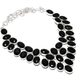 Natural Black Spinel Gemstone 925 Sterling Silver Jewelry Necklace 18 a6n16