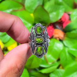 Natural Peridot Gemstone Handmade 925 Sterling Silver Gift Ring Size 8.5 e7c43