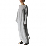 Naiste maksikleit Bateau kaelusega pikkade varrukatega avara v&ouml;&ouml;kohaga pitsiga pikk kleit &uuml;hev&auml;rviline, vaba istuvusega &otilde;huke vabaajakleit 2XL kohv