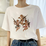 T-s&auml;rk Naiste Ingel Lapsed Tr&uuml;kitud koomiks Armas Harajuku Suvine Ts&auml;rk Fashion Ins Casual S valge