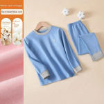 Laste termopesu komplekt, soe paksust harjatud riidest beebipidžaamad koduriided poistele t&uuml;drukutele termoriietus 140cm sinine