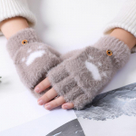 Talvised laste &otilde;pilase pools&otilde;rmelised kindad, paksendatud pluss sametist kootud armsad kindad One size fits all