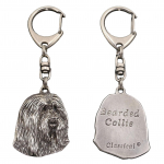 Bearded Collie, Highland Collie, Mountain Collie - Silver-plated key ring with dog, handbag decoration, backpack pendant by Art-Dog brand
