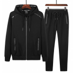 Meeste Temperamentne Vabaaja Spordidress Pikkade Varrukatega Kapuutsiga Jakk + Spordip&uuml;ksid Kaheosaline Komplekt 2XL must