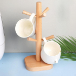 Kohvikruusipuust klaasist tassialus Praktiline hoiukoht koos 6 konksuhoidikuga elamiseks