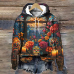 Surnute p&auml;ev Pullover Hoodies Mood Skulls Print Disainer Naiste R&otilde;ivaste Topid S&uuml;gis, avara trendiga naiste dressipluusid S