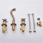 Must vannitoa antiikne seinale kinnitatav 3 tk kraanikausi segisti kahe k&auml;epidemega veekraanid messingist vannitoa du&scaron;isegisti Integreeritud segisti Brass