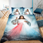 Jeesuse voodipesukomplekt Kristlik retro tekkekate teismelistele t&auml;iskasvanutele Jeesus Kristuse usklikule tekikott Vanaaegse stiiliga tekikott 135X200cm 2PCS