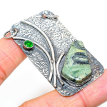 Natural Kambaba Jasper, Peridot Gemstone 925 Sterling Silver Pendant 2.44 t7f92