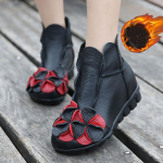 Guenine'i nahast lillelised saapad hoiavad soojas pahkluu ema kingad Klassikalised pahkluu retro paksud saapad 39