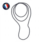 PERLINEA - Sautoir - Perle de Culture d'Eau Douce AAA+ - Semi-Ronde 6-7 mm - Noire - 160 cm - Bijoux Femme