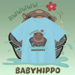 Moo Deng Tiny Baby Hippo Star Tai Armas Armastus Pygmy Hippo Unisex Lapsed Poiss Poiss T&uuml;druku T-s&auml;rk tr&uuml;kiga l&uuml;hikeste varrukatega &uuml;mara kaelusega 100cm