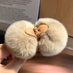 Armas kahepoolne juuksepall Bobby juuksekarva imitatsioon j&auml;nese karusnahast klambriga s&uuml;gistalvine pliis v&auml;ike klamber servaklamber juuksen&otilde;el k&uuml;&uuml;nis kohv