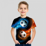 Jalgpall 3D-tr&uuml;kiga laste T-s&auml;rk Suvine mood Joonisfilm Vabaaja T-s&auml;rk Poisile T&uuml;drukule R&otilde;ivad Unisex T-s&auml;rk Topid Lasteriided 4-5Y