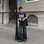 Retroteksad Meeste S&uuml;gis Uues stiilis Plahvatusohtlik Street Hooligan Ilusad vabaaja p&uuml;ksid teismelistele Avarad sirge s&auml;&auml;re laia s&auml;&auml;rega meeste p&uuml;ksid S must