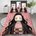Jaapani Anime 3D Prinditud Kawaii Demon Slayer Voodipesukomplekt Tekikatted Tekk Voodipesukomplektid Voodipesu Voodipesu Kodutekstiilid 135x200cm 2pcs