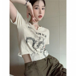 YYFS Naiste mood vabaaja suve kevadised l&uuml;hikeste varrukatega O-kaelusega pluusid ja s&auml;rgid M