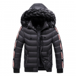 Meeste veekindel kapuutsiga karusnahast krae Parka jope mantel meeste s&uuml;gismood vabaaja parkad Meeste talvesoojad 5XL must