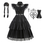 Lapsed Kolmap&auml;ev Addams Kleit Halloweeni Kost&uuml;&uuml;mid Kleit Cosplay Peokost&uuml;&uuml;m 150cm