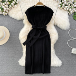 Naiste kleit, pikad kleidid, kootud pitsiga, liibuv v&ouml;&ouml;koht, polo kaelus, liibuv l&uuml;hikeste varrukatega, elegantne liitmik suvine One Size must