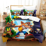 Crash Bandicoot Voodipesukomplekt &Uuml;heinimese Twin T&auml;iskasvanu Queen King Suuruses Voodikomplekt T&auml;iskasvanud Laste Magamistuba Tekikoti Komplektid 3D Anime Voodilina Komplekt AU Single 140x210cm