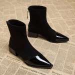 Ankle Boots Women Chunky Mid Heels Suede Shoes Woman Pointed Toe 2024 Trend Winter New Goth Walking Snow Chelsea Botas De Mujer 38 must