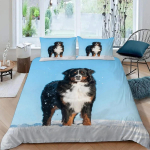Koerte Tekikate Komplekt Armas Loomade Voodipesu Komplekt Mikrokiud Berni Alpi Koer Tekikate Twin T&auml;issuurus Lastele Teismelistele Poistele EU Single135x200cm blue