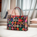 V&auml;rviline nahast kott naistele vabaaja ja v&auml;rviliste ring&otilde;mblustega veisenahast &otilde;lakott