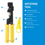 90-kraadine Keystone Jacki stantsimist&ouml;&ouml;riist, spetsiifiline moodulsobivus CAT5/5e ja CAT6/6A adapter, 4 paari kiirkinnitusega krimpsuti