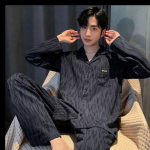 Meeste kevad- ja s&uuml;gispuuvillane kaheosaline pidžaamakomplekt Pidžaamad koduriided Suured &otilde;hukesed s&uuml;gis- ja talvised koduriided XXL