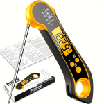 1 tk, digitaalne veekindel lihatermomeeter, kokkupandava sondiga &uuml;likiireloetav termomeeter, ideaalne grillimiseks ja toiduvalmistamiseks, k&ouml;&ouml;gitarbed oranž