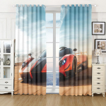 Trendikas linna sportautode maastik 3D-printimine poolp&auml;ikesevarjuga kardina&uuml;likond pol&uuml;esterkangast pestav magamistoa konksu tarvikud 140W160H(CM)55x63in&Hook