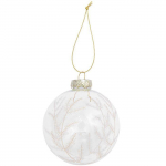 Boule de No&euml;l en verre foug&egrave;res dor&eacute;es &Oslash; 8 cm