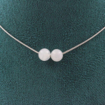 Pierres et Min&eacute;raux. Collier 2 perles Pierre de lune du Sri Lanka 8 mm Chaine en acier Collier femmes, hommes. Taille personnalisab