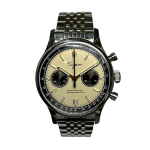 SUGESS kronograaf, mehaaniline analoogkell Panda Dial Pilot roostevabast terasest rihm Luksuslik seljaosa Stiilne populaarne Luige kaelaregulaator 40 mm meeste kuld